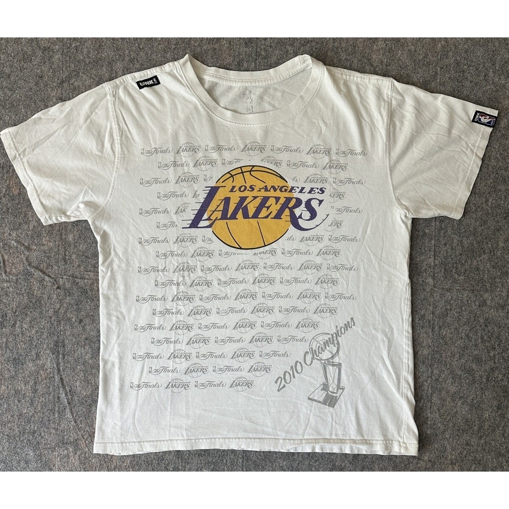 UNK Los Angeles Lakers 2009 Championship White T Shirt Large Y2K